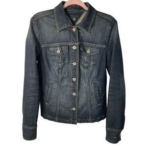 Tommy Hilfiger Women’s Dark Wash Denim Trucker Jacket - Red Trim Detail  Medium